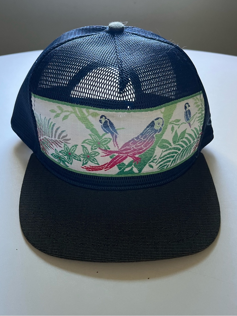 Ample Collective Navy Bird Print Mesh Trucker Hat